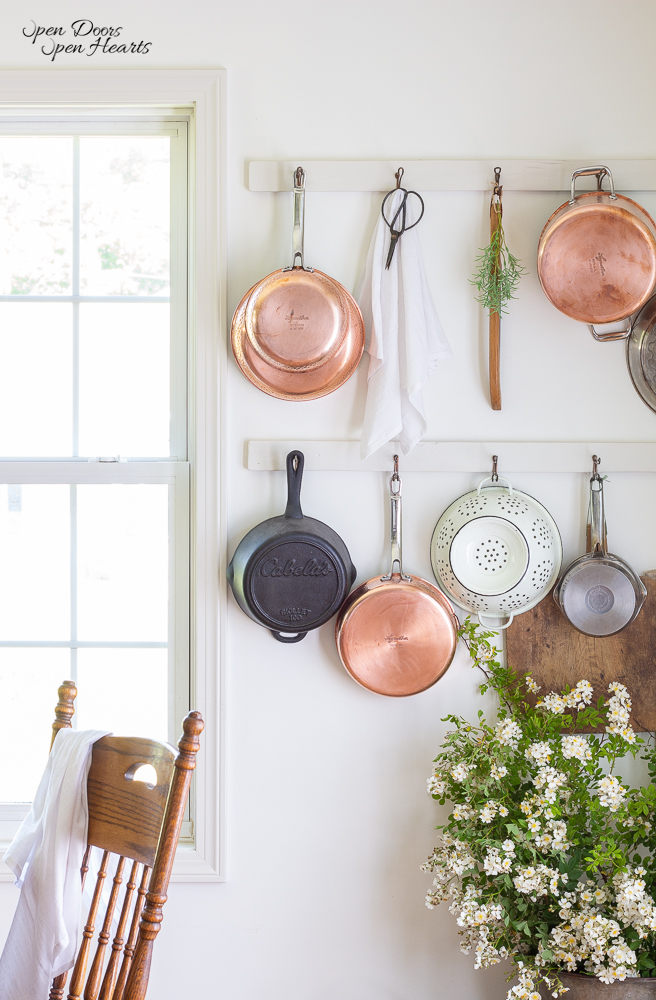 Simple & Functional Ways to Decorate a Hanging Pot Rack - Open Doors ...