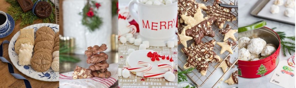 Various Chistmas treats, including holiday cookies.